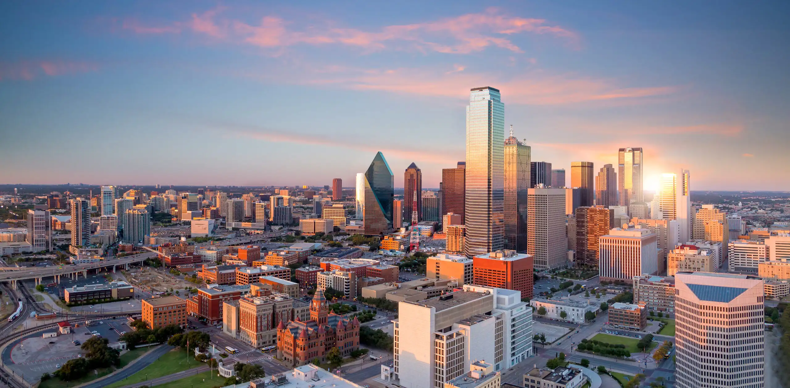 The Dallas skyline at dusk